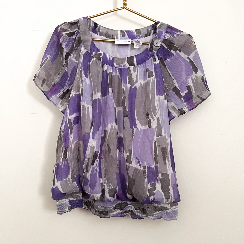 Alfred Dunner size 14 purple and grey blouse